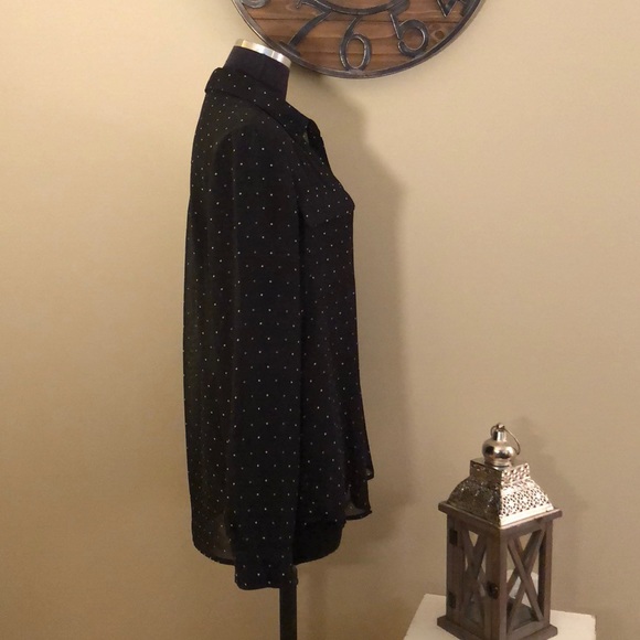 Sheer black & white button down top EUC!! - Picture 4 of 6